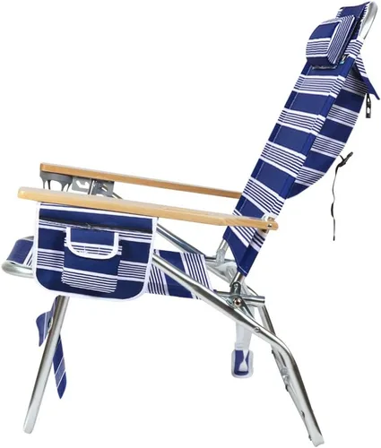 Miniatura 5 de Silla de playa grande Jumbo de 500 libras de aluminio resistente para grandes y altos, 4 posiciones reclinables