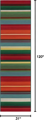 Miniatura 2 de Unique Loom Outdoor Modern Collection - Alfombra de área Jaco (4 pies 1 pulgada octágono multi/azul claro)