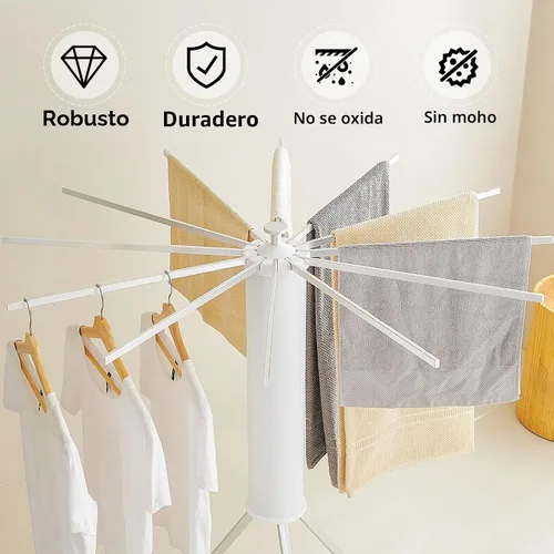 Miniatura 3 de JOOM Tendedero de Ropa con Trípode, Perchero Portátil y Plegable que Ahorra Espacio para Secar Ropa - Tendedero de Ropa de Piso Plegable para Balcón