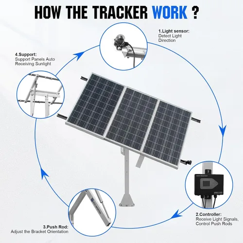 Miniatura 7 de ECO-WORTHY Sistema de panel solar de seguimiento de un solo eje (aumenta un 30% la potencia) con controlador de seguimiento, alta estabilidad