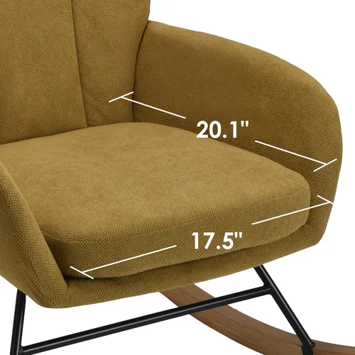 Miniatura 5 de Nursery Rocking Chair Upholstered, High Backrest Glider Rocker Accent Chair with Padded Removable Cushion Comfy Nursing Chair for Living Room