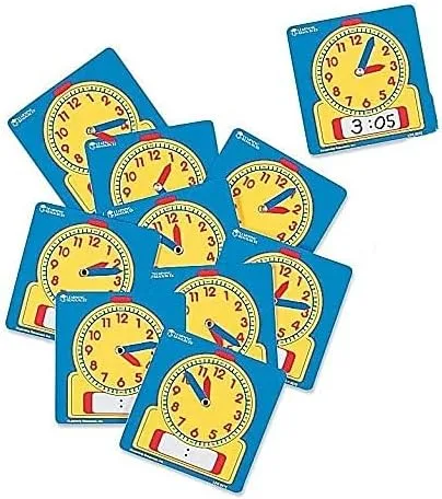 Miniatura 2 de Learning Resources Escribe y borra los relojes de estudiante: ayuda a los niños a practicar el tiempo, manipuladores de matemáticas, escuela