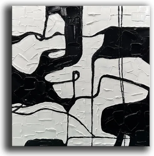 Miniatura 17 de YaSheng Art - Arte abstracto de 24 x 48 pulgadas, pinturas al óleo sobre lienzo, arte abstracto de plata gruesa, arte moderno para decoración