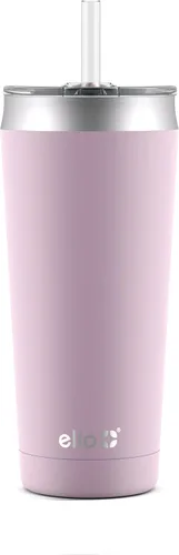 Ello Beacon - Vaso de acero inoxidable aislado al vacío con tapa deslizante y popote opcional
