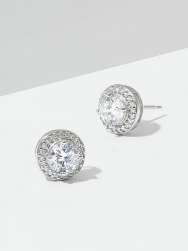 Miniatura 6 de Tienda Essentials Cubic Zirconia Classic Halo Stud Earrings in Sterling Silver