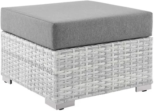 Miniatura 35 de Modway Convene - Otomana rectangular de mimbre para patio al aire libre, color gris claro