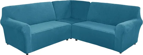 Miniatura 12 de MIFXIN Fundas para sofá modular de esquina de 5 plazas en forma de L, 3 piezas, terciopelo elástico, suave, lavable, protector de sofá para sofás