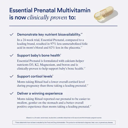 Miniatura 4 de Ritual Multivitamínico Prenatal Esencial para Mujeres: Folato y Colina para Soporte del Tubo Neural, Omega-3 DHA para el Desarrollo del Cerebro
