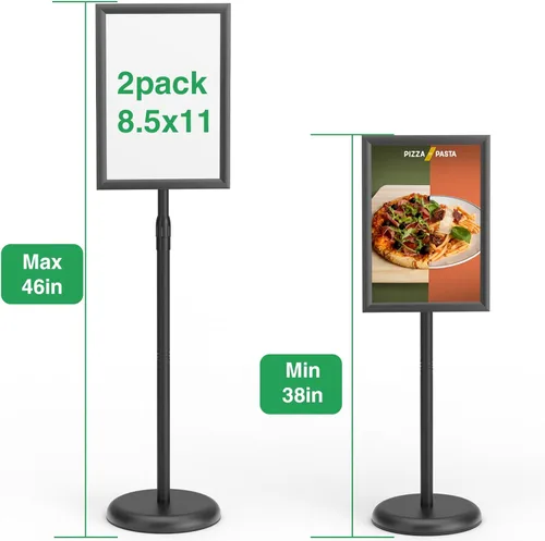 Miniatura 8 de GUOHONG Soporte de letrero resistente ajustable de 8.5 x 11 pulgadas, soporte de letrero de aluminio a presión de marco abierto, soporte para póster