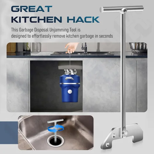 Miniatura 8 de Llave de desatascamiento para triturador de basura compatible con Waste King y Moen, herramienta de llave de eliminación de basura universal