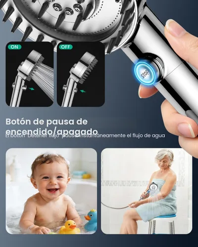 Miniatura 7 de Cabezal de ducha filtrado con mano, cabezal de ducha de alta presión con 4 modos de pulverización con filtros para suavizador de agua dura, filtro