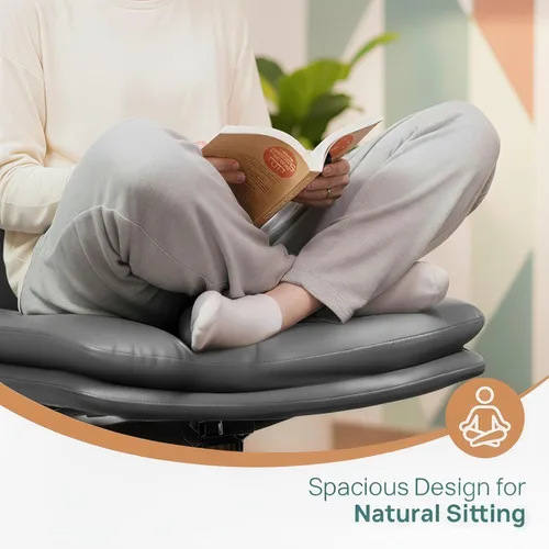 Miniatura 5 de NYPOT Silla de escritorio sin brazos con ruedas para sentarse entrecruzada, silla sin brazos anchos con patas cruzadas, taburete giratorio ajustable