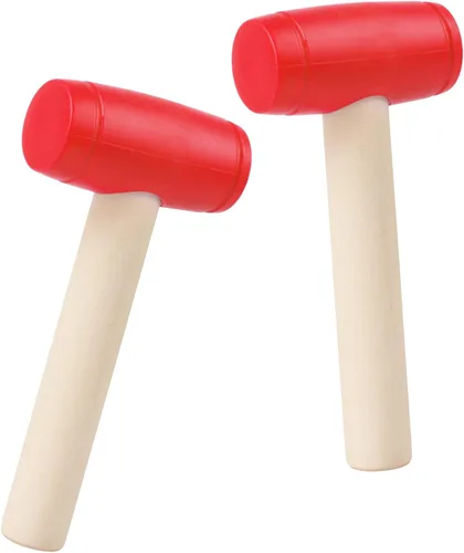 Martillo de juguete de simulación de martillos de madera de plástico para niños pequeños, herramientas de mantenimiento portátiles para niños,