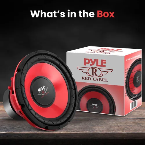 Miniatura 4 de Pyle Subwoofer de audio para automóvil de 10 pulgadas, potencia máxima de 600 W, woofer de bobina de voz única de 4 ohmios, cono galvanizado rojo