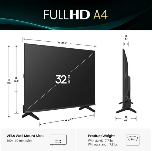 Miniatura 3 de Hisense - Smart Fire TV de 32 pulgadas Serie A4 FHD 1080p (32A4NF, Modelo 2025) - DTS Virtual: X, diseño de bisel delgado, Alexa integrado