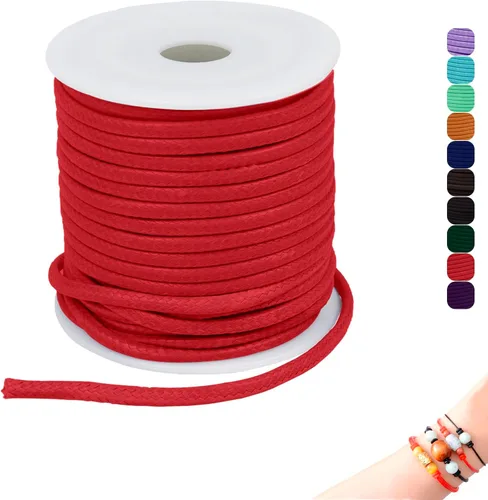 Miniatura 17 de CAMAL Cuerda de cera de 0.069 pulgadas para hacer pulseras, hilo encerado de 23 yardas para joyería y pulsera, cordón encerado para manualidades