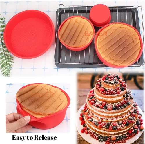 Miniatura 2 de BAKER DEPOT Molde de silicona para hornear, antiadherente, para tartas y pasteles, moldes redondos para tartas de chocolate, arcoíris