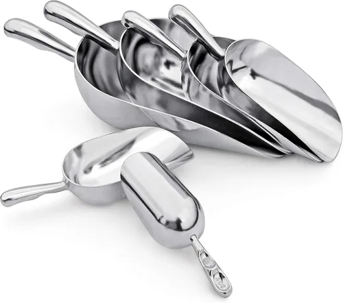 Miniatura 5 de New Star Foodservice 34523 Cuchara utilitaria de aluminio fundido de una pieza con fondo redondo para barra de hielo y harina, 12 onzas, plateado