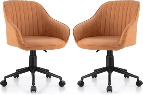 Miniatura 9 de POWERSTONE Silla moderna de escritorio para oficina en casa, silla de computadora de mediados de siglo, silla giratoria ajustable para dormitorio
