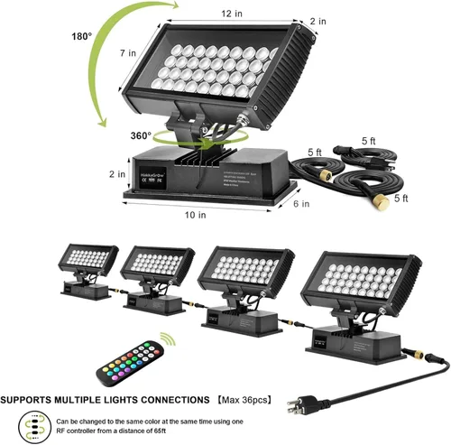 Miniatura 2 de 144W RGBW LED Luz de inundación de lavado de pared para edificios históricos, paisajismo, restaurantes, cajas de iluminación, tiendas minoristas