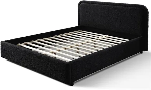 Miniatura 8 de Chloe - Cama de plataforma tapizada No requiere somier (borde negro, marco de cama queen)
