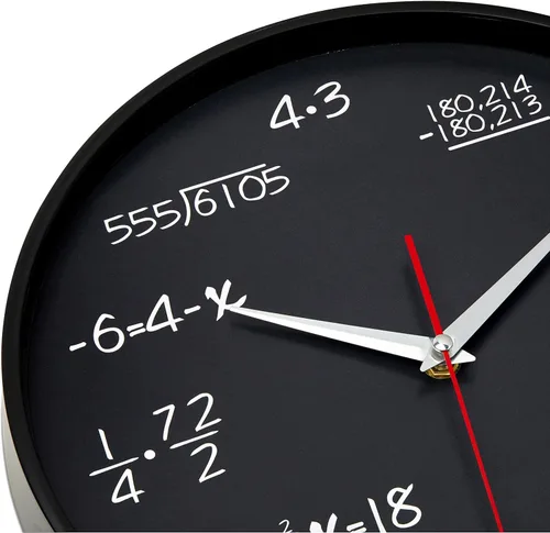 Miniatura 4 de Bernhard Products Reloj de pared negro de 12 pulgadas, silencioso, sin tictac, regalo único para profesor/estudiante/ingeniero, graduado, cuarzo