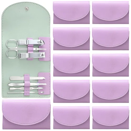 Miniatura 9 de Juego de 12 piezas de manicura, kit de cortauñas mini profesional de acero inoxidable 7 en 1 con cuidado de uñas y pedicura, con bolsa de viaje