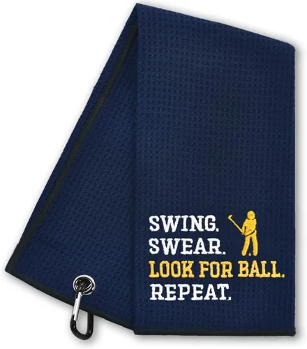 Miniatura 9 de Hafhue Swing Swear Look - Toalla de golf, para abuelo, papá, amante del golf, toallas de golf bordadas con clip, regalos de cumpleaños de Navidad