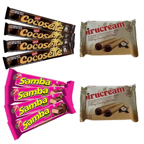 Miniatura 3 de Samba Strawberry - Cocosette - Comida venezolana pirucream; galletas rellenas de fresa, galletas obleas de crema de coco, obleas enrolladas
