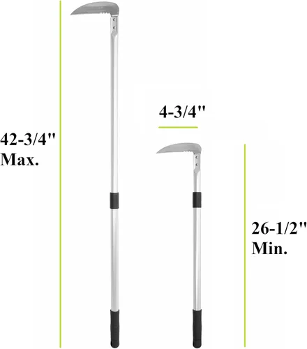 Miniatura 2 de Hoz de deshierbe con mango largo ajustable (26-1/2 a 42-3/4 pulgadas), acero inoxidable japonés, fabricado en Japón, herramienta telescópica