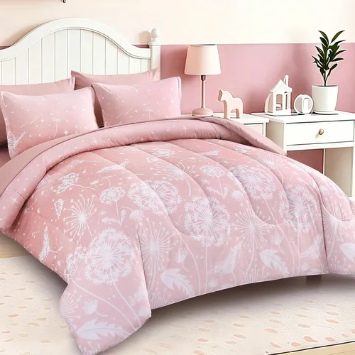 Miniatura 16 de Dinjoy Juego de edredón para niñas, tamaño individual, colorido, azul, rosa, morado, arcoíris, juego de ropa de cama de 6 piezas en una bolsa