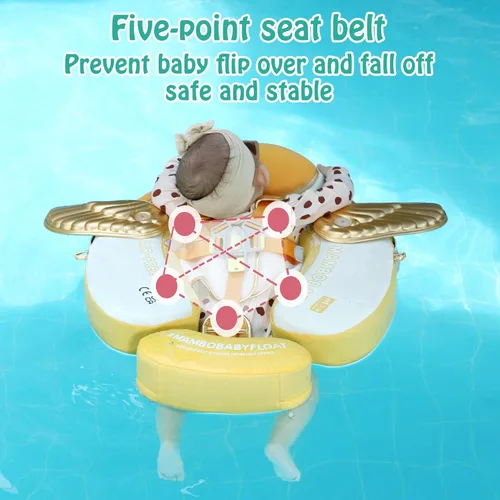 Miniatura 4 de Mambobaby Flotador con toldo y cola para bebé, flotador de piscina no inflable, flotador sólido para bebé, ángel suave, impermeable