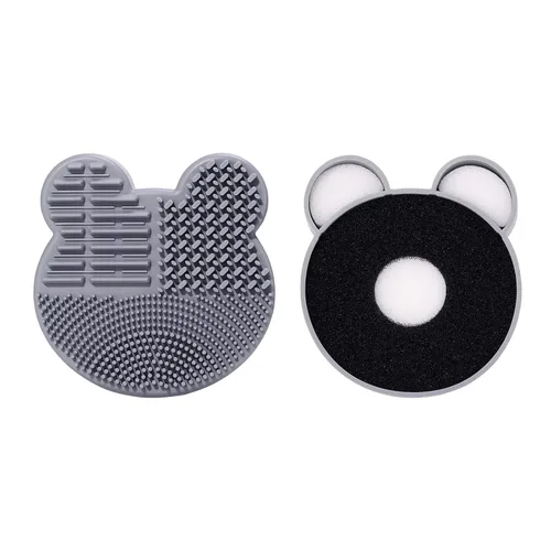 MSQ Alfombrilla de limpieza de brochas de maquillaje con esponja de eliminación de color 2 en 1, almohadilla limpiadora de silicona para limpieza en