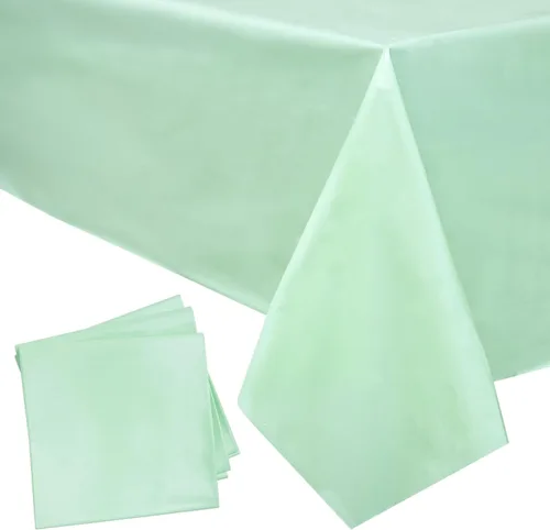 Sparkle and Bash Mantel de plástico color verde menta, paquete de 3, 54 x 108 pulgadas, mantel desechable verde menta, bodas, cumpleaños, despedidas