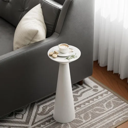 Miniatura 12 de COZAYH Farmhouse Mesa Auxiliar Alta con Pedestal Mesa Pequeña de Madera Maciza para Martini Soporte para Plantas Mesa Redonda Moderna para Bebidas