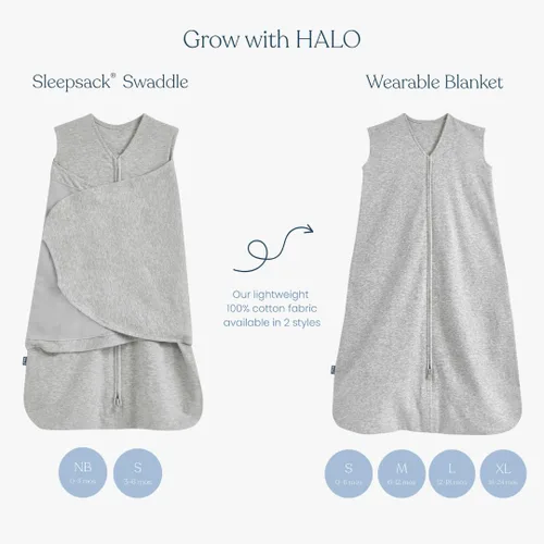 Miniatura 6 de HALO Saco de dormir envolvente 100% algodón, manta vestible ajustable de 3 vías, TOG 1.5, algodón selva, prematuro, nacimiento-5 libras Jungle