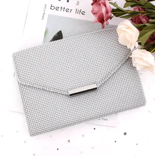 Miniatura 4 de Naimo Bolso cruzado con diamantes de imitación de cristal brillante bolso de mano de noche de diamante bolso para teléfono celular para fiesta