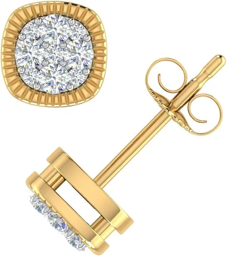Miniatura 2 de Aretes de diamante cuadrado de 14 quilates en oro de 10 quilates