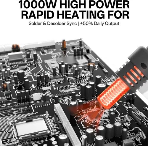 Miniatura 3 de BAKON 852MX C210 - Estación de retrabajo de aire caliente de 1000 W, diseño ultra silencioso, pantalla digital, control preciso de temperatura