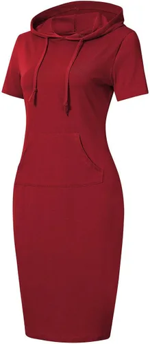 Miniatura 2 de Vestido MISSKY con capucha, bolsillos, estampado de rayas, hasta la rodilla, ajustado, informal, para mujer