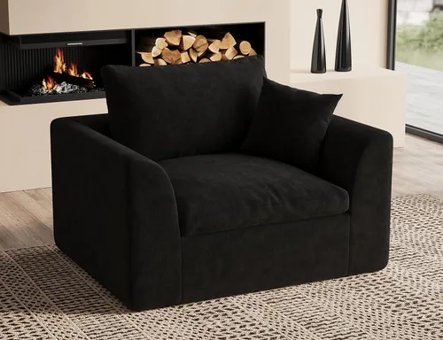 Miniatura 42 de ohllob Sofás seccionales Cloud de 110 pulgadas para sala de estar, sofá deshuesado en forma de L con otomana, sofá modular de 3 plazas, color negro