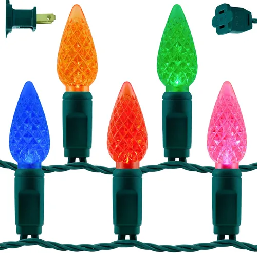 Miniatura 10 de YULETIME Tira de luces LED multicolor C9 fresa para Navidad, 68 pies 100 unidades con espaciado de 8" impermeable, luz de cadena festiva
