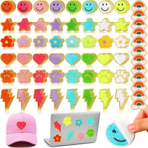 Miniatura 9 de 156 Pcs Glitter Self Adhesive Letters Chenille Clothing Patches Embroidered Repair Fuzzy Patches Alphabet Gold Trimmed Preppy Clothing Badges Sewing