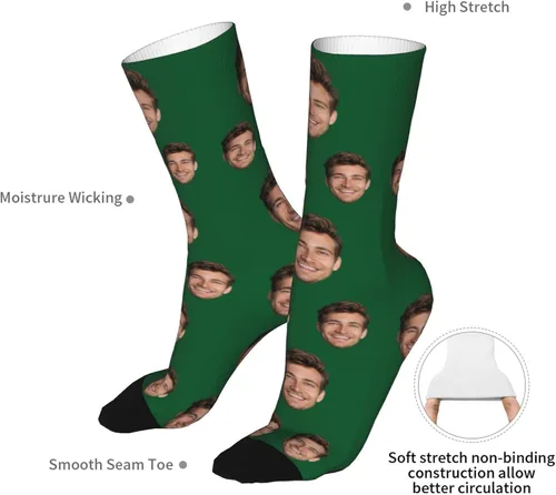 Miniatura 6 de Calcetines personalizados con foto para hombres y mujeres, calcetines personalizados con imagen unisex, calcetines con caras en ellos personalizados
