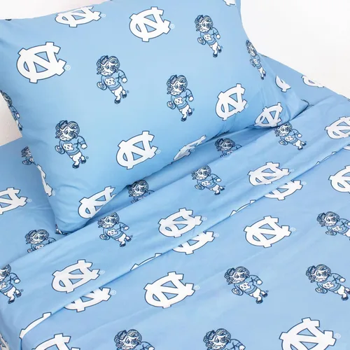 College Covers Everything Comfy North Carolina Tar Heels - Juego de sábanas de 3 piezas, tamaño individual, fondo del color del equipo, 1 sábana