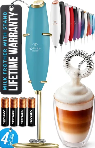 Miniatura 105 de Zulay Kitchen Espumador de leche de mano con pilas Duracell AA – Mezclador eléctrico ultrarrápido y creador de espuma, mezclador de bebidas fácil