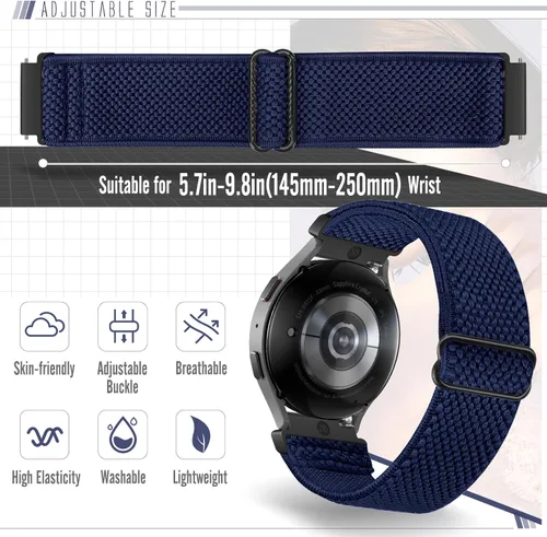 Miniatura 3 de Correa de nailon elástico de liberación rápida de 0.709 in compatible con Garmin Venu 4 1.614 in/3S 1.614 in/Venu 2S/Vivoactive 4S/Vivomove