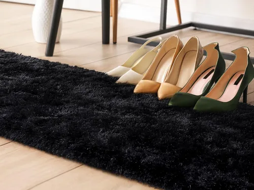 Miniatura 9 de HOMORE Alfombra de pasillo negra de 2 x 6 pies para dormitorio, alfombras esponjosas para pasillo y sala de estar, alfombras antideslizantes