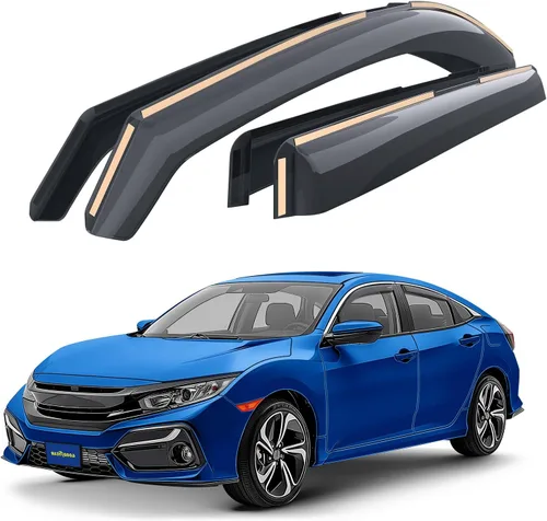 Goodyear - Deflectores de ventana de canal irrompibles para Honda Civic 2016-2021 Sedan, protectores para la lluvia, viseras para la ventana del