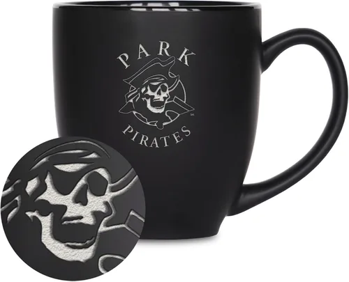 Miniatura 249 de Rico Industries - Taza de cerámica mate negra con grabado láser estándar de 15oz para NCAA (escuelas T & U) - Para bebidas calientes o frías